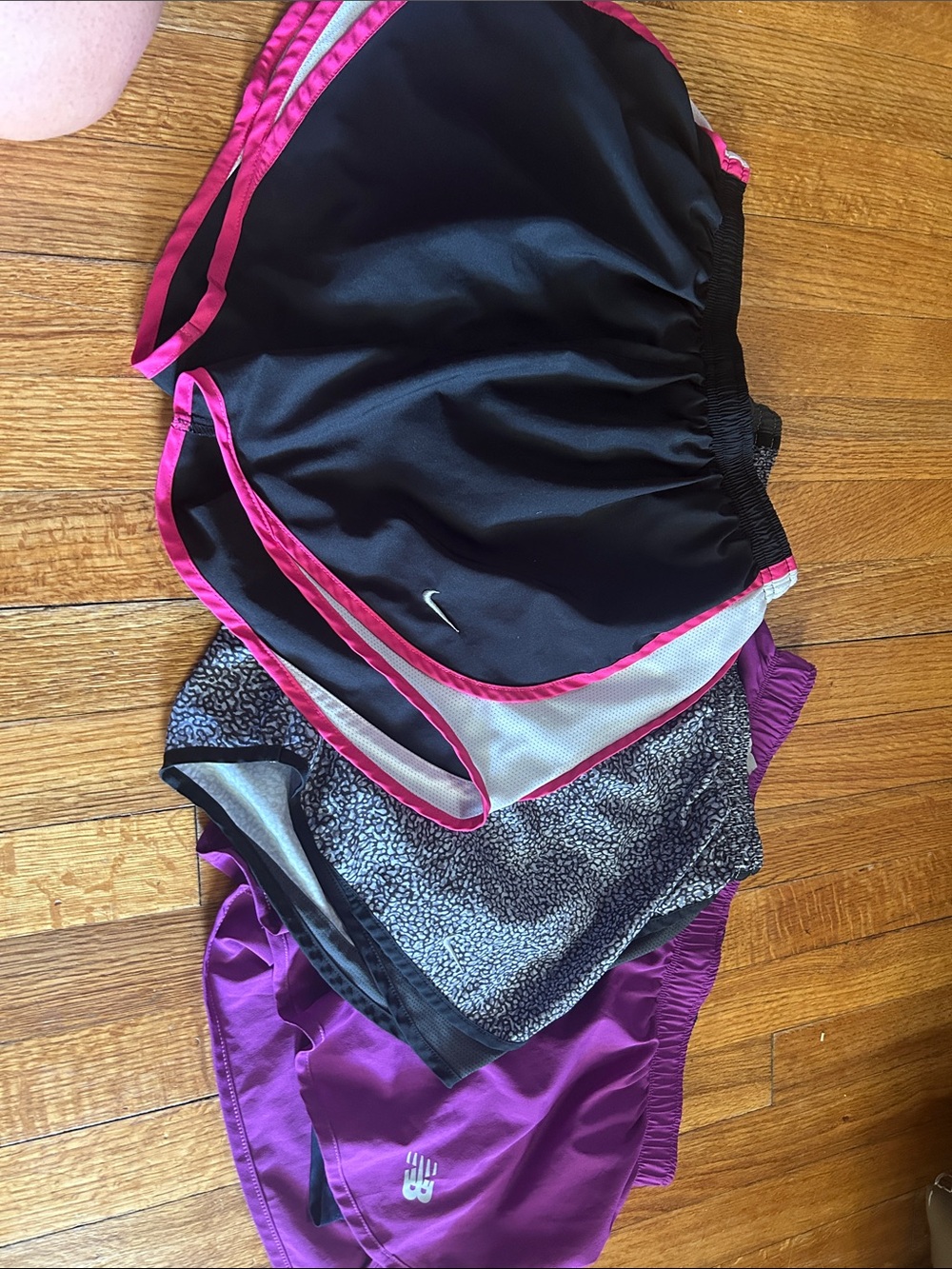 Nike Black and Hot Pink Layered Running Shorts